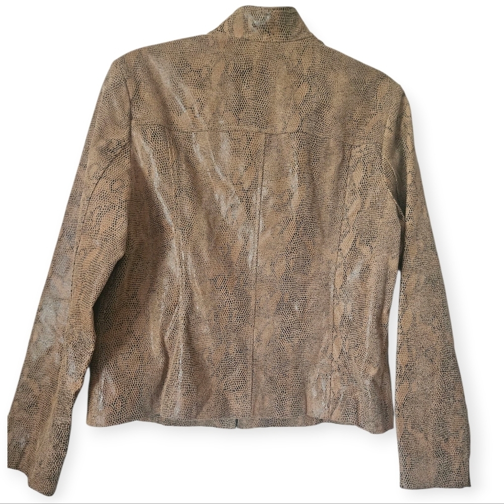 Alfani Python Print Genuine Leather Jacket Women L - image 3